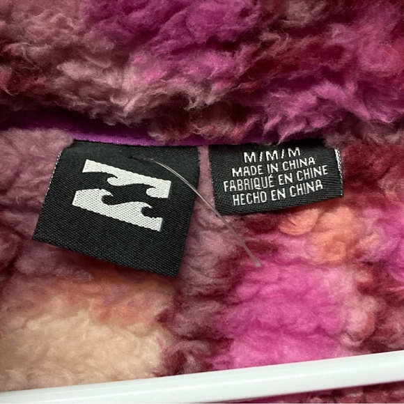 New Billabong Fuzzy Multicolor Zip-Up Jacket, size Medium - Picture 3 of 5